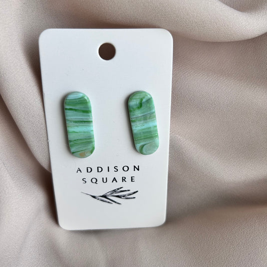 Oblong Multi Green Stud