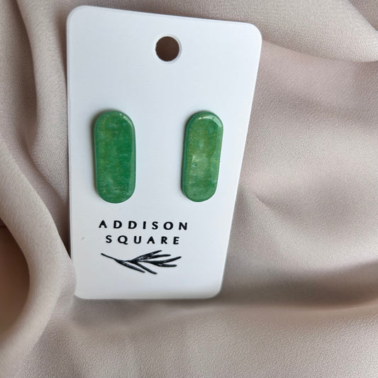 Oblong Jade Green Stud