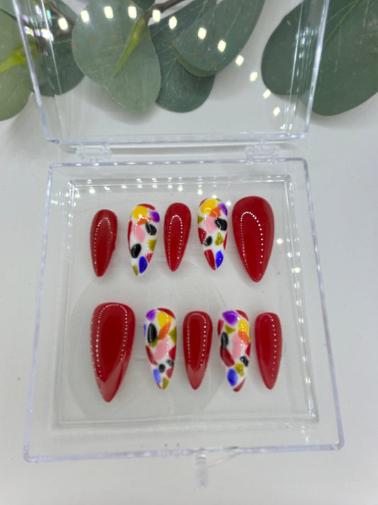 Multi Colored Trapezoid Nail Set (Size: Medium)