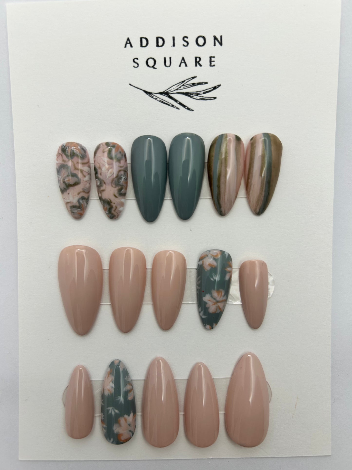 Soft Blue & Pink Floral Press Ons
