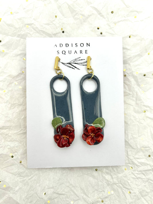 Blue Drops with Red Flowers